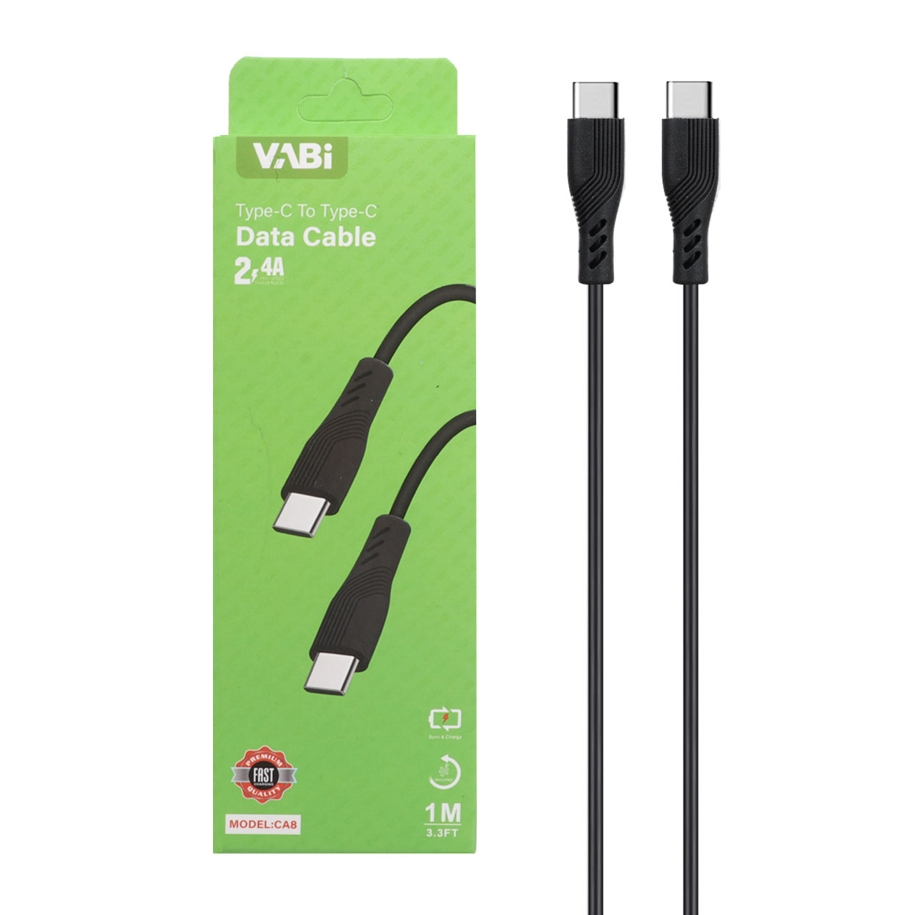 کابل شارژ سوپر فست VABI Type-C to Type-C مدل CA8 - مشکی - DST (گارانتی شش ماهه)