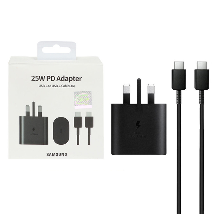 شارژر دیواری سه پین فست و PD تک پورت SAMSUNG Type-C مدل EP-TA800 25W به همراه کابل شارژ Type-C - مشکی - ویتنام